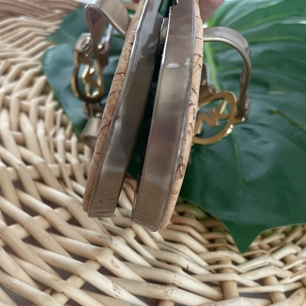 MICHAEL Michael Kors jelly flip-flops gold tone logo cork slip-on sandals size 8